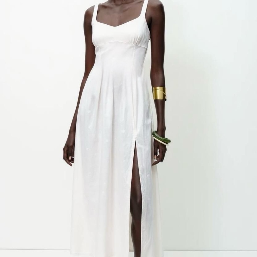 ZARA 100% LINEN MIDI DRESS